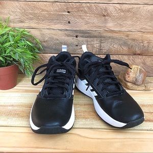 Adidas black and white mid basketball shoes